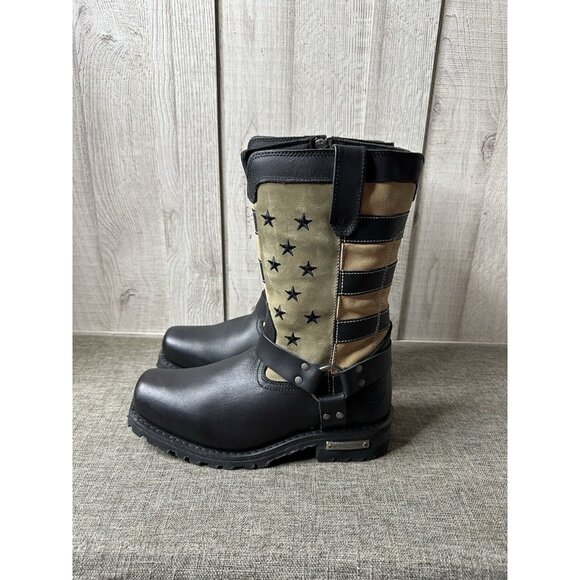 Milwaukee Leather Boots Mens Size 10 Stars and Stripes Motorcycle Rider Harness - Picture 4 of 11